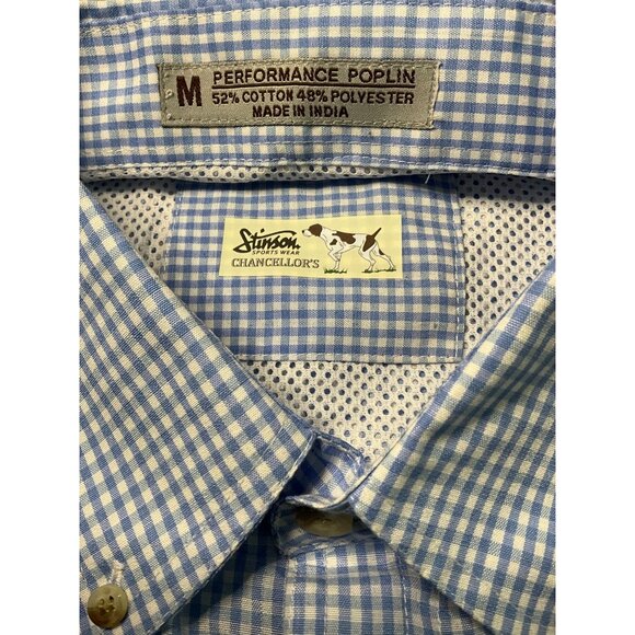 Chancellors Men's Fishing Shirt Light Blue Gingham Short Sleeve Button-Down Pock - Picture 3 of 11